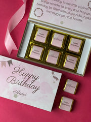 Pink Design Personalised Chocolate Box for Birthday (with Wrapped Chocolates)