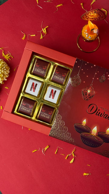 Customised Red Happy Diwali Box (9 pcs)
