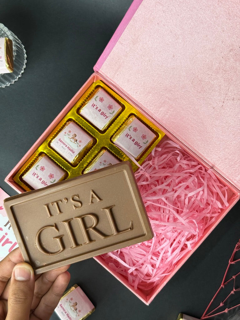 It's a girl with Personalised everything and big chocolate bar