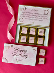 Pink Design Personalised Chocolate Box for Birthday (with Wrapped Chocolates)