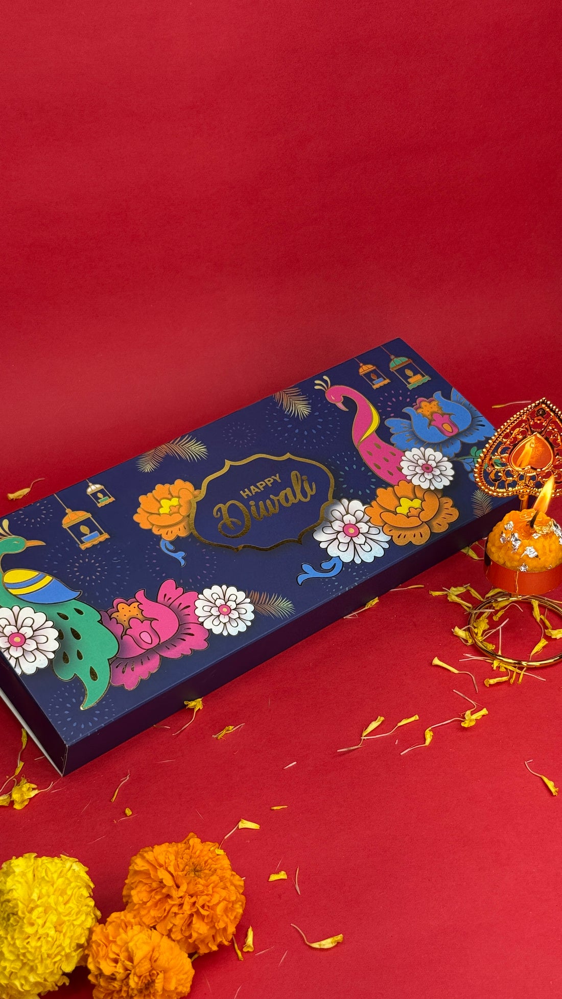 Customised Blue Happy Diwali Box (12 pcs)