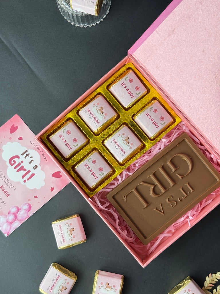 It's a girl with Personalised everything and big chocolate bar