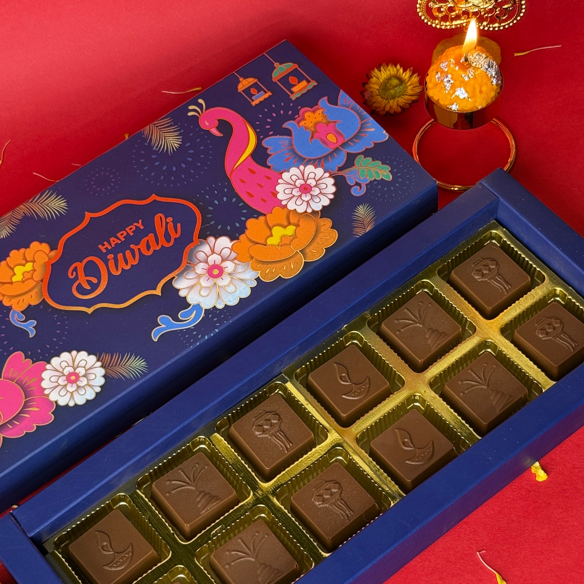 Customised Blue Happy Diwali Themed Box (12 pcs)