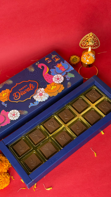 Customised Blue Happy Diwali Themed Box (12 pcs)