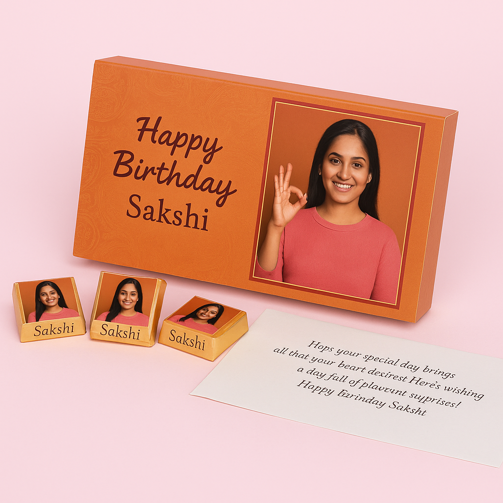 Personalized Birthday Gifts: Custom Photo Printed Chocolates in Boxe