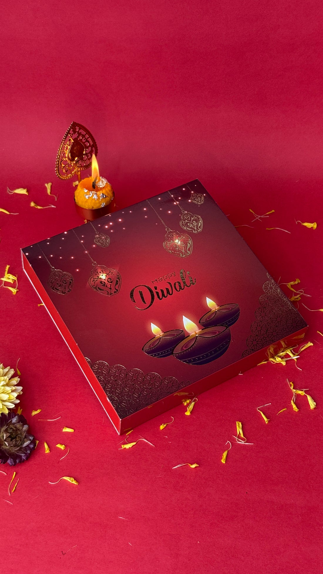 Customised Red Happy Diwali Box (9 pcs)