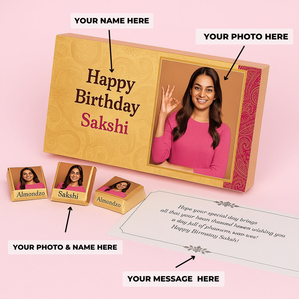Personalized Birthday Gifts: Custom Photo Printed Chocolates in Boxe